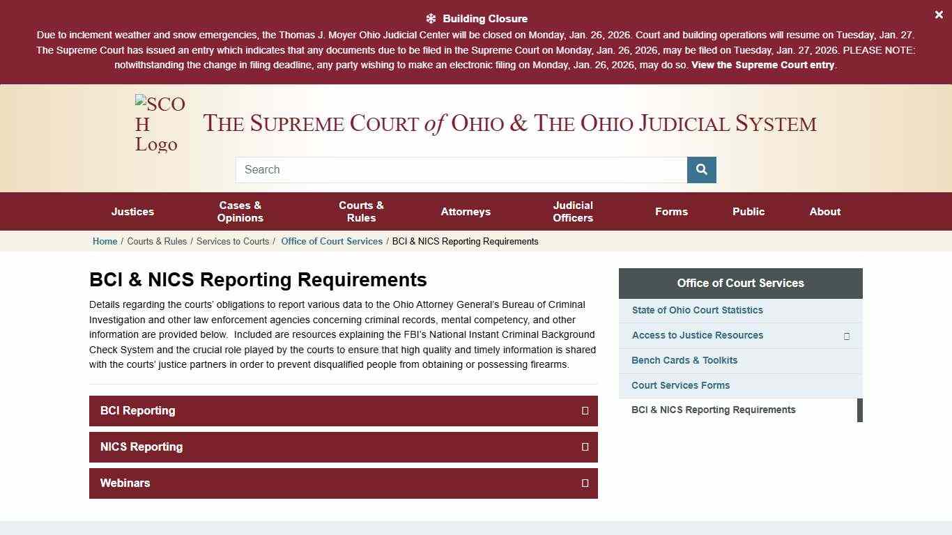 BCI & NICS Reporting Requirements » Supreme Court of Ohio
